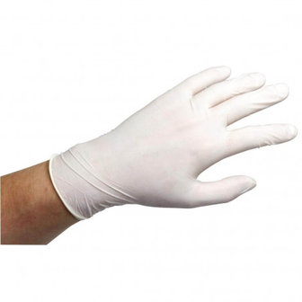Handschoenen LATEX wit gepoederd