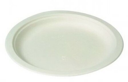 Wegwerp borden suikerriet wit 23cm Bio