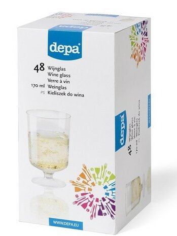 Plastic wijnglas met voet 170ml